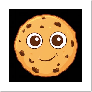 Chocolate Chip Cookie Kawaii Cute Cookie Posters and Art